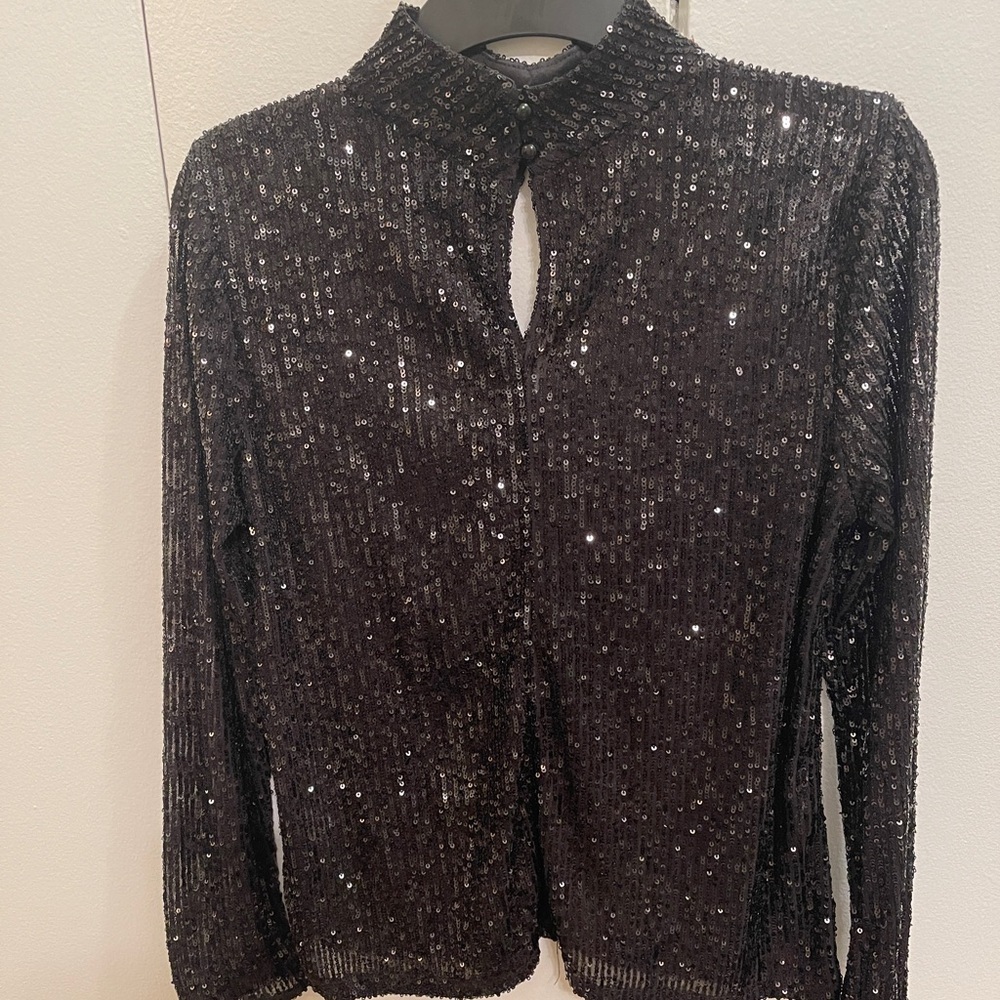 CeCe Black Sequin Top - Picture 8 of 12